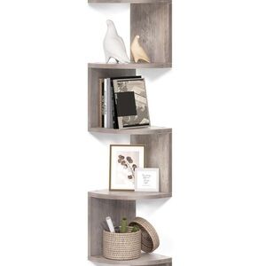Corner Zigzag Wall Shelf in Light Gray - Modern Home Wall Decor